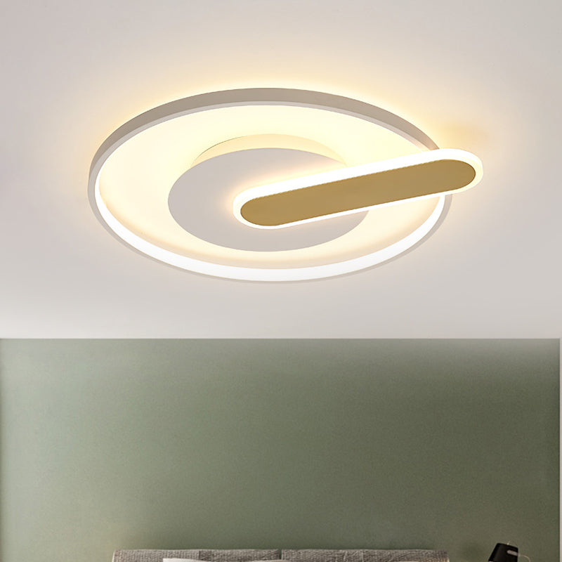 Thin Button Shaped Ceiling Light Modernism Acrylic Black/White and Gold LED Flush Mount Lighting Clearhalo 'Ceiling Lights' 'Close To Ceiling Lights' 'Close to ceiling' 'Flush mount' Lighting' 1456876