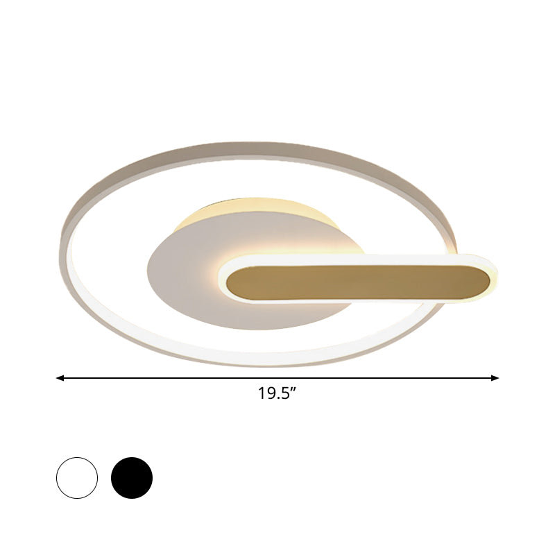 Thin Button Shaped Ceiling Light Modernism Acrylic Black/White and Gold LED Flush Mount Lighting Clearhalo 'Ceiling Lights' 'Close To Ceiling Lights' 'Close to ceiling' 'Flush mount' Lighting' 1456879