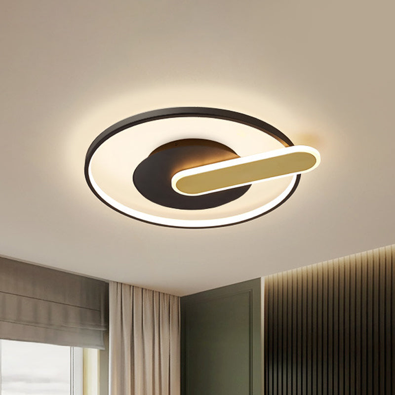 Thin Button Shaped Ceiling Light Modernism Acrylic Black/White and Gold LED Flush Mount Lighting Black-Gold Clearhalo 'Ceiling Lights' 'Close To Ceiling Lights' 'Close to ceiling' 'Flush mount' Lighting' 1456880