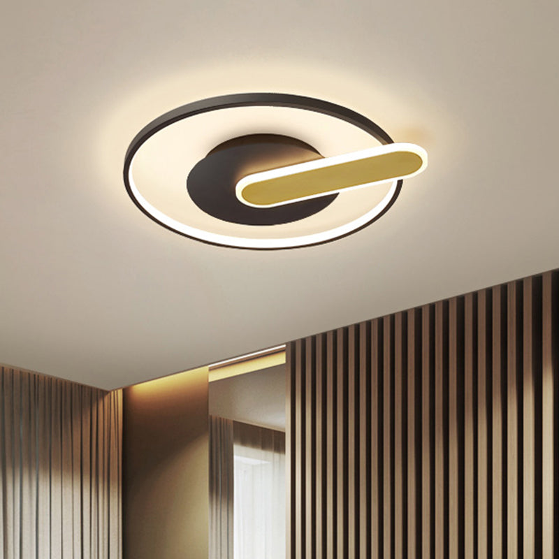 Thin Button Shaped Ceiling Light Modernism Acrylic Black/White and Gold LED Flush Mount Lighting Clearhalo 'Ceiling Lights' 'Close To Ceiling Lights' 'Close to ceiling' 'Flush mount' Lighting' 1456881