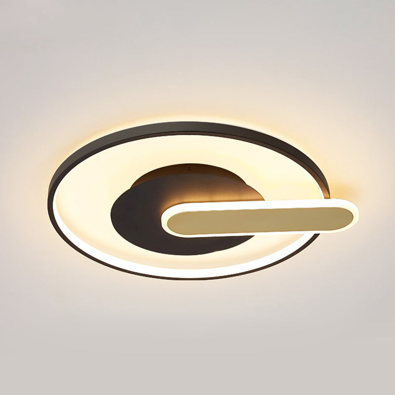 Thin Button Shaped Ceiling Light Modernism Acrylic Black/White and Gold LED Flush Mount Lighting Clearhalo 'Ceiling Lights' 'Close To Ceiling Lights' 'Close to ceiling' 'Flush mount' Lighting' 1456883