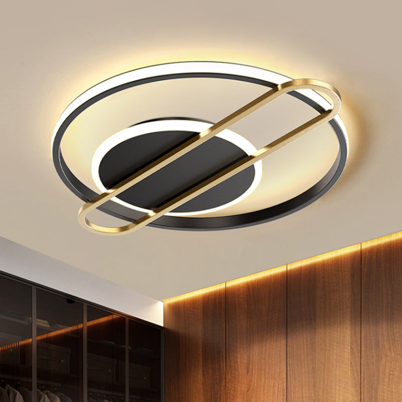 Black/Gold/White Circle Thin Flush Mount Modernist Aluminum 16.5"/20.5" Wide LED Ceiling Flush Light Fixture - Black - Clearhalo - 'Ceiling Lights' - 'Close To Ceiling Lights' - 'Close to ceiling' - 'Flush mount' - Lighting' - 1456899