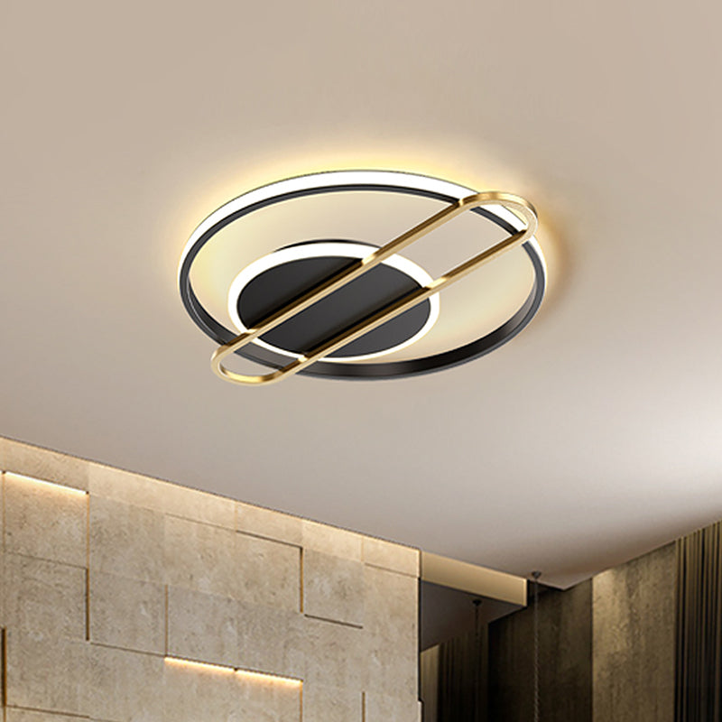 Black/Gold/White Circle Thin Flush Mount Modernist Aluminum 16.5"/20.5" Wide LED Ceiling Flush Light Fixture - Clearhalo - 'Ceiling Lights' - 'Close To Ceiling Lights' - 'Close to ceiling' - 'Flush mount' - Lighting' - 1456900