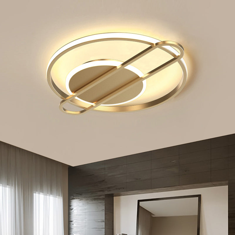 Black/Gold/White Circle Thin Flush Mount Modernist Aluminum 16.5"/20.5" Wide LED Ceiling Flush Light Fixture - Clearhalo - 'Ceiling Lights' - 'Close To Ceiling Lights' - 'Close to ceiling' - 'Flush mount' - Lighting' - 1456910