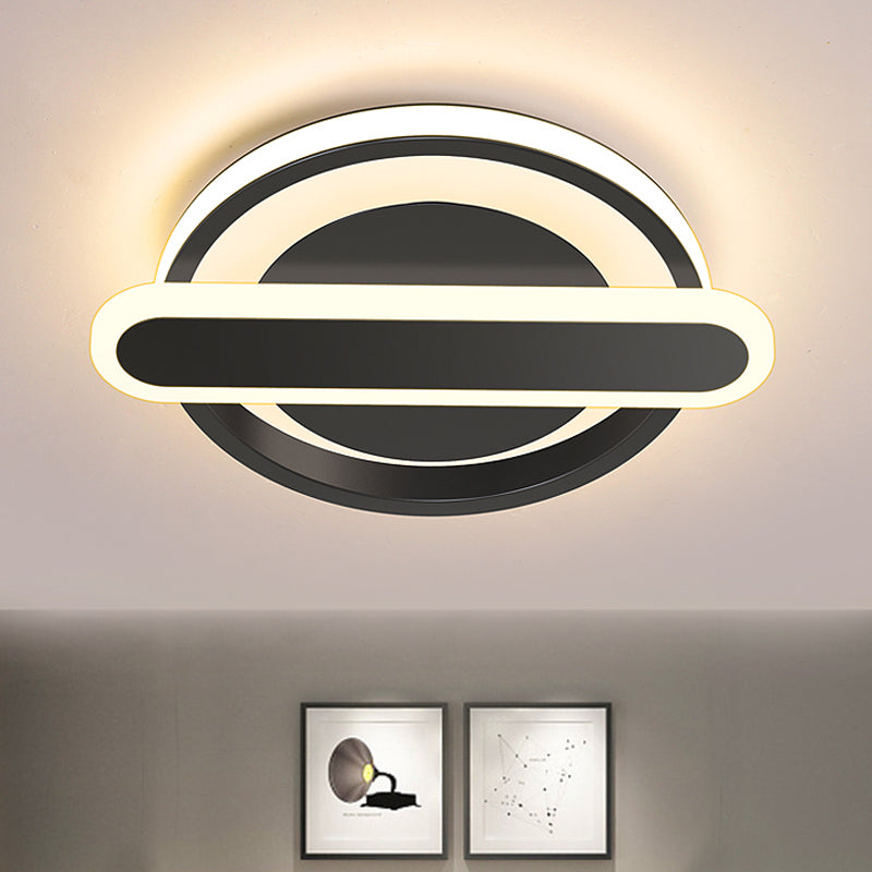 Small Circle and Oval Flushmount Modern Metal Black/White/Gold LED Ceiling Lighting for Corridor Black Clearhalo 'Ceiling Lights' 'Close To Ceiling Lights' 'Close to ceiling' 'Flush mount' Lighting' 1456927