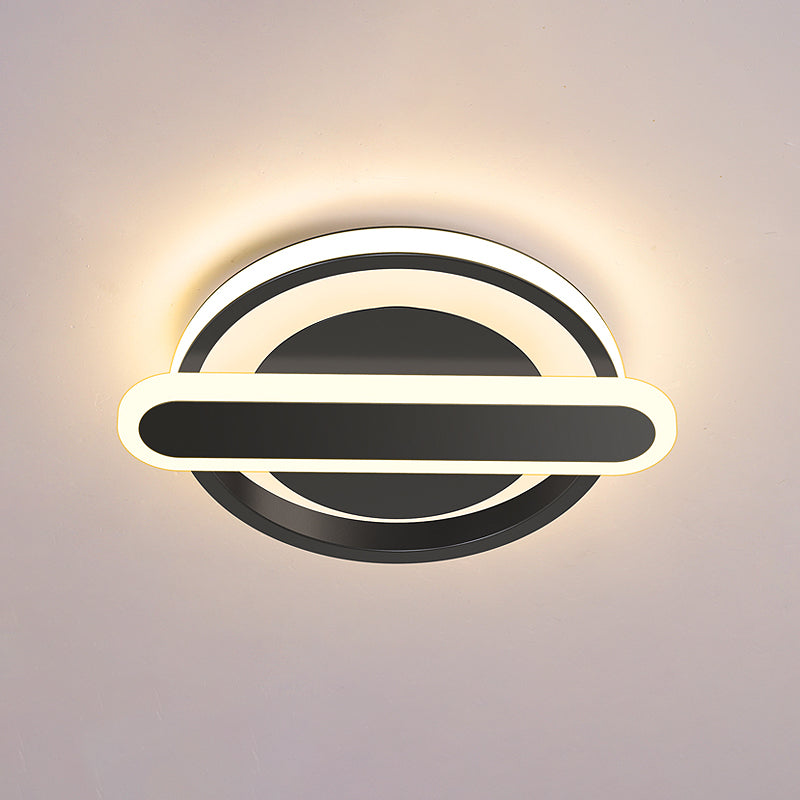 Small Circle and Oval Flushmount Modern Metal Black/White/Gold LED Ceiling Lighting for Corridor Clearhalo 'Ceiling Lights' 'Close To Ceiling Lights' 'Close to ceiling' 'Flush mount' Lighting' 1456930