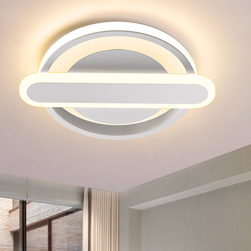 Small Circle and Oval Flushmount Modern Metal Black/White/Gold LED Ceiling Lighting for Corridor White Clearhalo 'Ceiling Lights' 'Close To Ceiling Lights' 'Close to ceiling' 'Flush mount' Lighting' 1456932