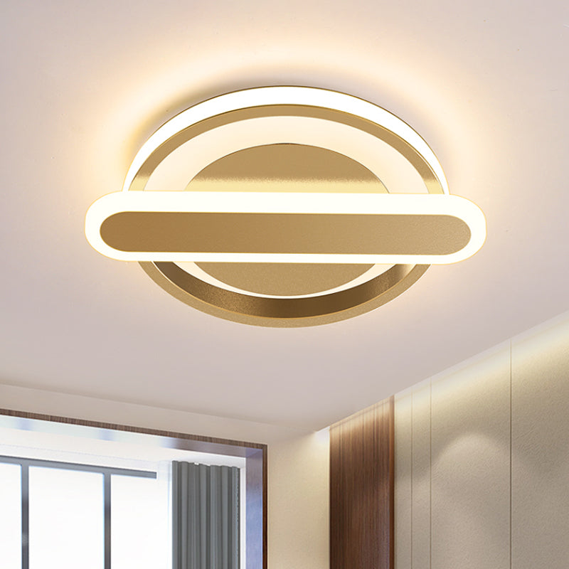 Small Circle and Oval Flushmount Modern Metal Black/White/Gold LED Ceiling Lighting for Corridor Gold Clearhalo 'Ceiling Lights' 'Close To Ceiling Lights' 'Close to ceiling' 'Flush mount' Lighting' 1456936