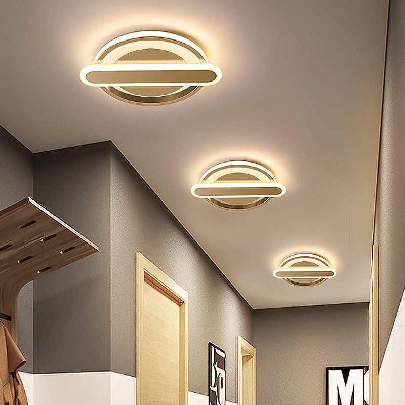 Small Circle and Oval Flushmount Modern Metal Black/White/Gold LED Ceiling Lighting for Corridor Clearhalo 'Ceiling Lights' 'Close To Ceiling Lights' 'Close to ceiling' 'Flush mount' Lighting' 1456937