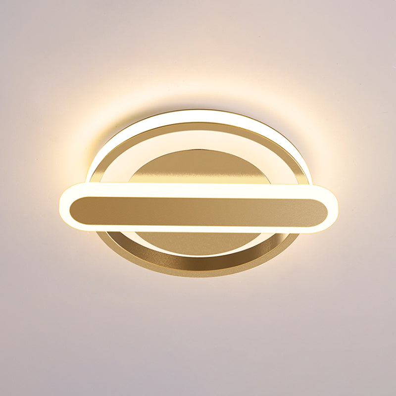 Small Circle and Oval Flushmount Modern Metal Black/White/Gold LED Ceiling Lighting for Corridor Clearhalo 'Ceiling Lights' 'Close To Ceiling Lights' 'Close to ceiling' 'Flush mount' Lighting' 1456939