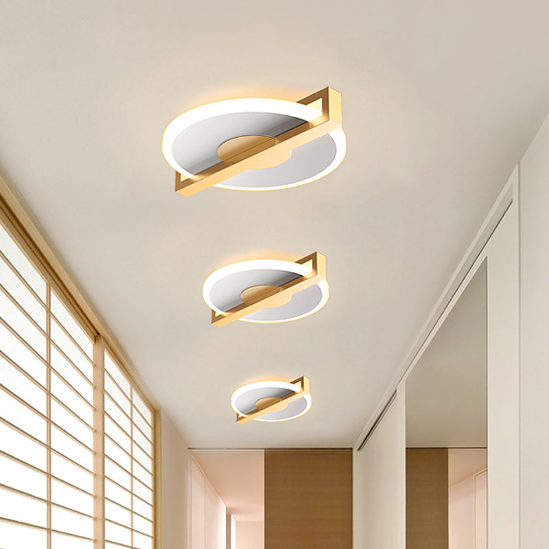 Small Disk Thin Flush Light Fixture Retro Style Metal Black/White and Gold LED Close to Ceiling Lamp Clearhalo 'Ceiling Lights' 'Close To Ceiling Lights' 'Close to ceiling' 'Flush mount' Lighting' 1456959