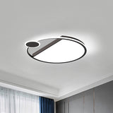 Simplicity LED Flushmount Lighting Black/Gold Rounded Thin Flush Mount Ceiling Light with Acrylic Shade for Bedroom Clearhalo 'Ceiling Lights' 'Close To Ceiling Lights' 'Close to ceiling' 'Flush mount' Lighting' 1456963