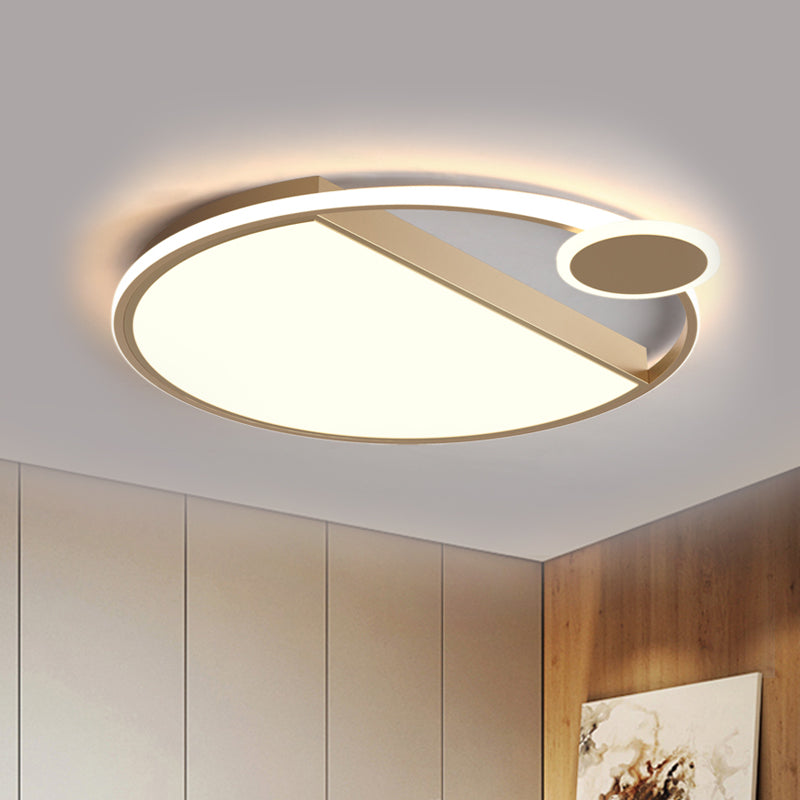 Simplicity LED Flushmount Lighting Black/Gold Rounded Thin Flush Mount Ceiling Light with Acrylic Shade for Bedroom Clearhalo 'Ceiling Lights' 'Close To Ceiling Lights' 'Close to ceiling' 'Flush mount' Lighting' 1456968
