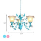 Pink/Blue Blossom Ceiling Chandelier Pastoral Milk Glass 3/5 Lights Dining Room Hanging Light Fixture Clearhalo 'Ceiling Lights' 'Chandeliers' Lighting' options 1456993
