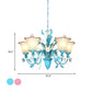Pink/Blue Blossom Ceiling Chandelier Pastoral Milk Glass 3/5 Lights Dining Room Hanging Light Fixture Clearhalo 'Ceiling Lights' 'Chandeliers' Lighting' options 1456998