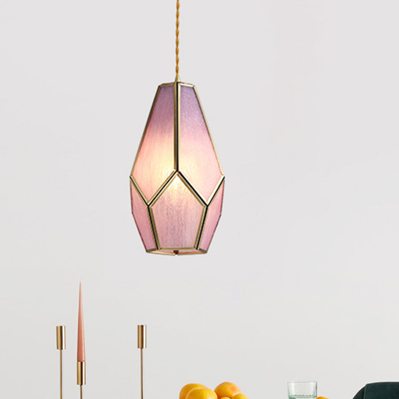 1 Head Suspension Pendant Light Korean Garden Flowerbud/Scalloped/Asteroidea Pink Glass Suspension Lighting Clearhalo 'Ceiling Lights' 'Chandeliers' 'Glass shade' 'Glass' 'Pendant Lights' 'Pendants' Lighting' 1457028