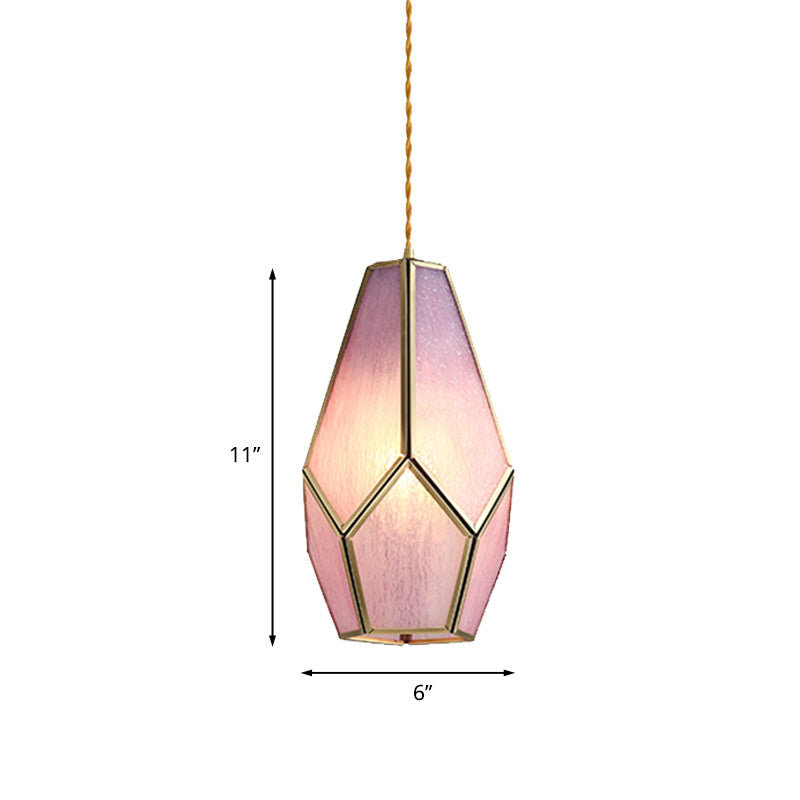 1 Head Suspension Pendant Light Korean Garden Flowerbud/Scalloped/Asteroidea Pink Glass Suspension Lighting Clearhalo 'Ceiling Lights' 'Chandeliers' 'Glass shade' 'Glass' 'Pendant Lights' 'Pendants' Lighting' 1457031