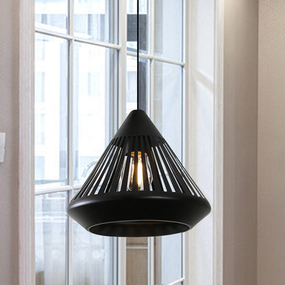 Single Iron Hanging Light Kit Vintage Black/White Diamond Cage Bistro Pendant Lighting Fixture Black Clearhalo 'Art Deco Pendants' 'Black' 'Cast Iron' 'Ceiling Lights' 'Ceramic' 'Crystal' 'Industrial Pendants' 'Industrial' 'Metal' 'Middle Century Pendants' 'Pendant Lights' 'Pendants' 'Rustic Pendants' 'Tiffany' Lighting' 1457042