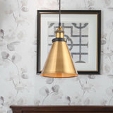 Antique Gold 1-Light Pendant Lighting Retro Iron Lid/Flat/Hammered Cone Hanging Light Fixture over Dining Table Clearhalo 'Art Deco Pendants' 'Cast Iron' 'Ceiling Lights' 'Ceramic' 'Crystal' 'Industrial Pendants' 'Industrial' 'Metal' 'Middle Century Pendants' 'Pendant Lights' 'Pendants' 'Tiffany' Lighting' 1457118