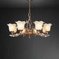 Coffee 3/6/8 Bulbs Chandelier Lamp Vintage Frosted Glass Blossom Hanging Ceiling Light with Leaf Decor Clearhalo 'Ceiling Lights' 'Chandeliers' Lighting' options 1457132
