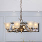 Coffee 3/6/8 Bulbs Chandelier Lamp Vintage Frosted Glass Blossom Hanging Ceiling Light with Leaf Decor Clearhalo 'Ceiling Lights' 'Chandeliers' Lighting' options 1457133