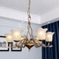 Coffee 3/6/8 Bulbs Chandelier Lamp Vintage Frosted Glass Blossom Hanging Ceiling Light with Leaf Decor 6 Coffee Clearhalo 'Ceiling Lights' 'Chandeliers' Lighting' options 1457136_197c791b-16c0-489f-a266-df99a7c53bf7