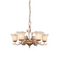 Coffee 3/6/8 Bulbs Chandelier Lamp Vintage Frosted Glass Blossom Hanging Ceiling Light with Leaf Decor Clearhalo 'Ceiling Lights' 'Chandeliers' Lighting' options 1457139