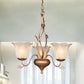 Coffee 3/6/8 Bulbs Chandelier Lamp Vintage Frosted Glass Blossom Hanging Ceiling Light with Leaf Decor Clearhalo 'Ceiling Lights' 'Chandeliers' Lighting' options 1457143
