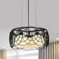 Retro Spherical Hanging Chandelier 3 Bulbs Milky Glass Down Lighting Pendant in Black with Round Cage Clearhalo 'Ceiling Lights' 'Chandeliers' Lighting' options 1457175