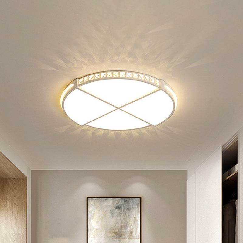 White Circle Division Flush Ceiling Light Minimalist Crystal Encrusted 16.5"/20.5" W LED Flushmount with Acrylic Diffuser White Clearhalo 'Ceiling Lights' 'Close To Ceiling Lights' 'Close to ceiling' 'Flush mount' Lighting' 1457210