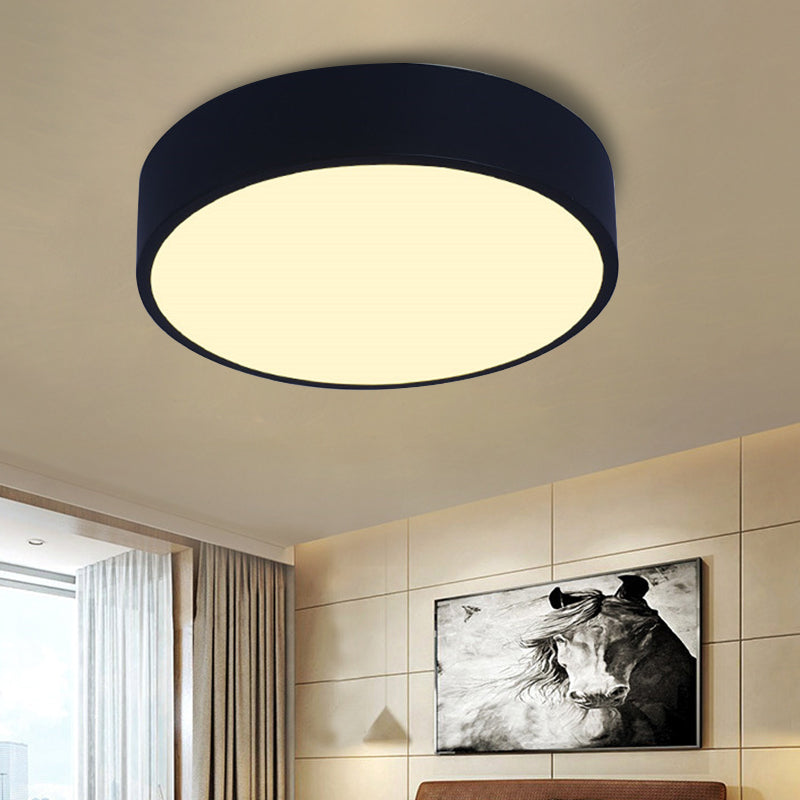 Bedroom LED Flush Mounted Lamp Simple Pink/Black/White Ceiling Light with Round Acrylic Shade, 12"/16" Dia - Clearhalo - 'Ceiling Lights' - 'Close To Ceiling Lights' - 'Close to ceiling' - 'Flush mount' - Lighting' - 1457227