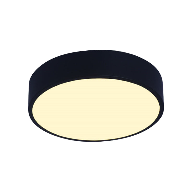 Bedroom LED Flush Mounted Lamp Simple Pink/Black/White Ceiling Light with Round Acrylic Shade, 12"/16" Dia - Clearhalo - 'Ceiling Lights' - 'Close To Ceiling Lights' - 'Close to ceiling' - 'Flush mount' - Lighting' - 1457230