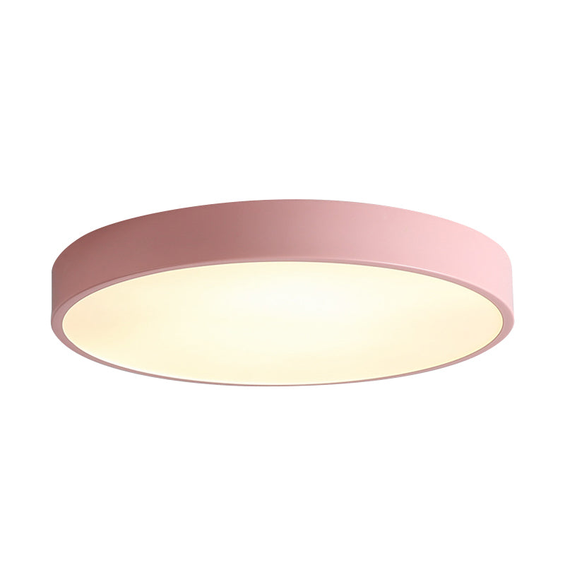 Bedroom LED Flush Mounted Lamp Simple Pink/Black/White Ceiling Light with Round Acrylic Shade, 12"/16" Dia - Clearhalo - 'Ceiling Lights' - 'Close To Ceiling Lights' - 'Close to ceiling' - 'Flush mount' - Lighting' - 1457234