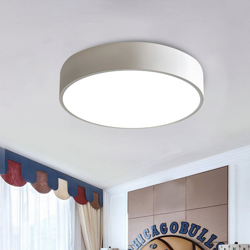 Bedroom LED Flush Mounted Lamp Simple Pink/Black/White Ceiling Light with Round Acrylic Shade, 12"/16" Dia - Clearhalo - 'Ceiling Lights' - 'Close To Ceiling Lights' - 'Close to ceiling' - 'Flush mount' - Lighting' - 1457235