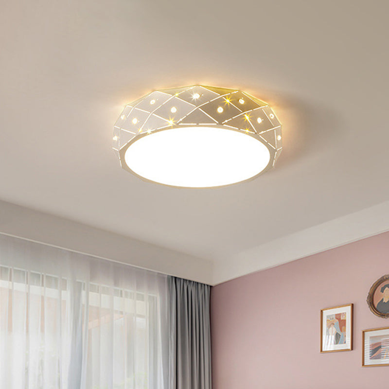 Laser Cut Rounded Acrylic Ceiling Flush Nordic White 18"/21.5" Wide Integrated LED Flush Mount Lighting Fixture for Bedroom - Clearhalo - 'Ceiling Lights' - 'Close To Ceiling Lights' - 'Close to ceiling' - 'Flush mount' - Lighting' - 1457245