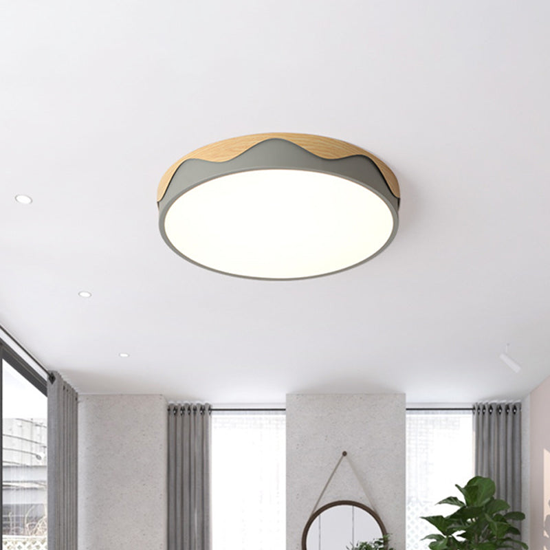Rounded Thin Close to Ceiling Light Macaron Acrylic Grey/Green 16.5"/20.5" Wide LED Flush Mount Light with Wavy Edge, Warm/White Light Clearhalo 'Ceiling Lights' 'Close To Ceiling Lights' 'Close to ceiling' 'Flush mount' Lighting' 1457262