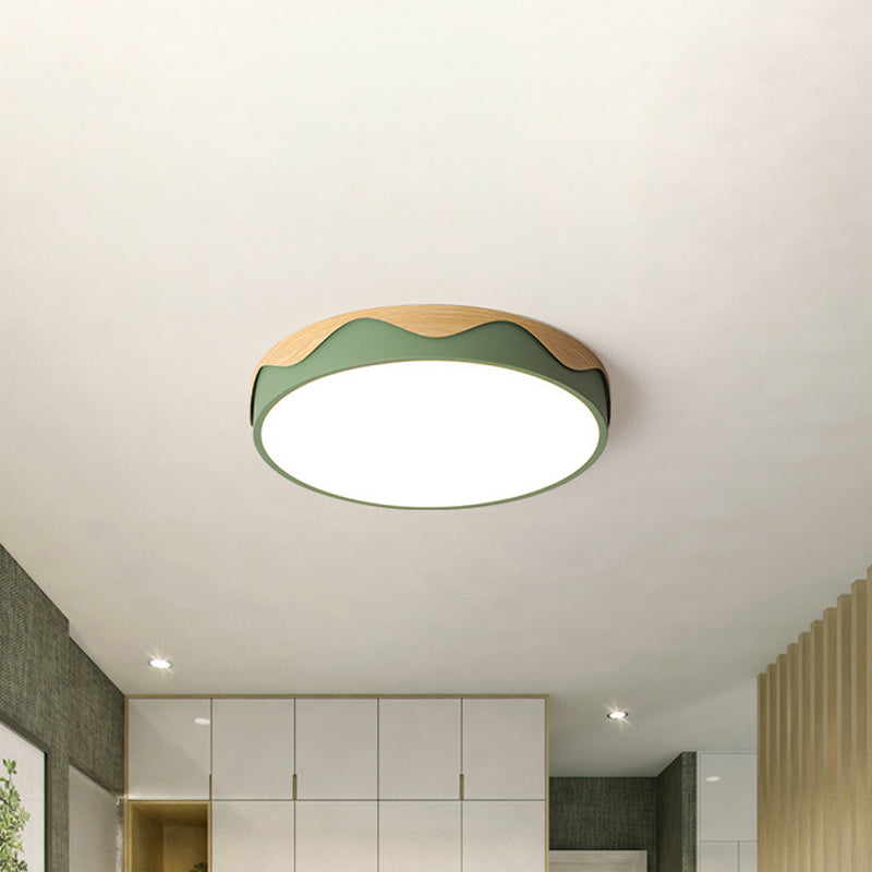 Rounded Thin Close to Ceiling Light Macaron Acrylic Grey/Green 16.5"/20.5" Wide LED Flush Mount Light with Wavy Edge, Warm/White Light Clearhalo 'Ceiling Lights' 'Close To Ceiling Lights' 'Close to ceiling' 'Flush mount' Lighting' 1457268