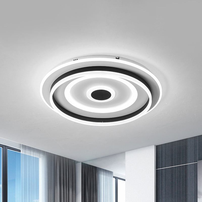 Acrylic Rippling Extra Thin Ceiling Lamp Simple Black LED Flush Mount Recessed Lighting in Warm/White Light, 19.5"/23.5" Width Clearhalo 'Ceiling Lights' 'Close To Ceiling Lights' 'Close to ceiling' 'Flush mount' Lighting' 1457306