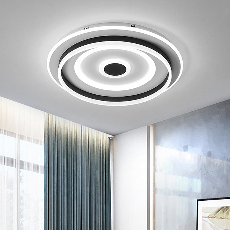 Acrylic Rippling Extra Thin Ceiling Lamp Simple Black LED Flush Mount Recessed Lighting in Warm/White Light, 19.5"/23.5" Width Black Clearhalo 'Ceiling Lights' 'Close To Ceiling Lights' 'Close to ceiling' 'Flush mount' Lighting' 1457307
