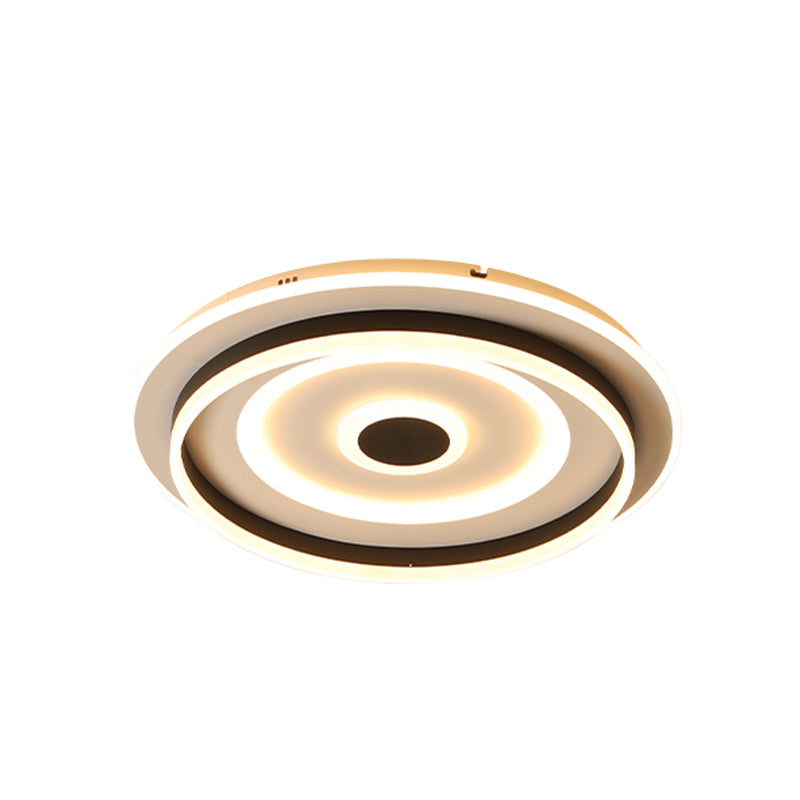 Acrylic Rippling Extra Thin Ceiling Lamp Simple Black LED Flush Mount Recessed Lighting in Warm/White Light, 19.5"/23.5" Width Clearhalo 'Ceiling Lights' 'Close To Ceiling Lights' 'Close to ceiling' 'Flush mount' Lighting' 1457308