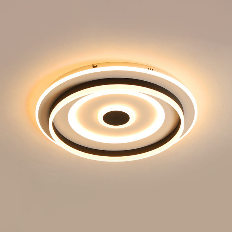 Acrylic Rippling Extra Thin Ceiling Lamp Simple Black LED Flush Mount Recessed Lighting in Warm/White Light, 19.5"/23.5" Width Clearhalo 'Ceiling Lights' 'Close To Ceiling Lights' 'Close to ceiling' 'Flush mount' Lighting' 1457309