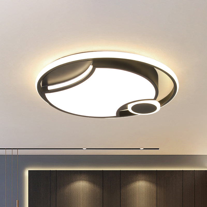 Iron Cut-Out Design Round Flush Mount Modern Style Black 16.5"/20.5" Wide LED Ceiling Light in Warm/White Light Clearhalo 'Ceiling Lights' 'Close To Ceiling Lights' 'Close to ceiling' 'Flush mount' Lighting' 1457324