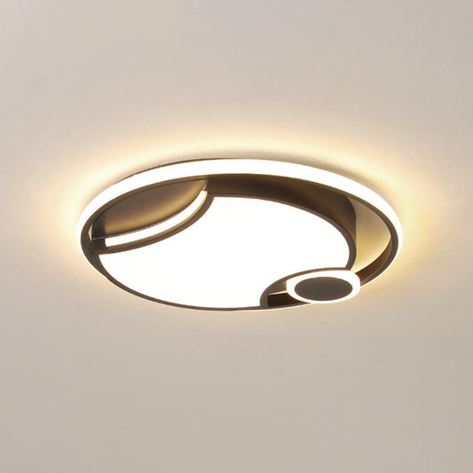 Iron Cut-Out Design Round Flush Mount Modern Style Black 16.5"/20.5" Wide LED Ceiling Light in Warm/White Light Clearhalo 'Ceiling Lights' 'Close To Ceiling Lights' 'Close to ceiling' 'Flush mount' Lighting' 1457327