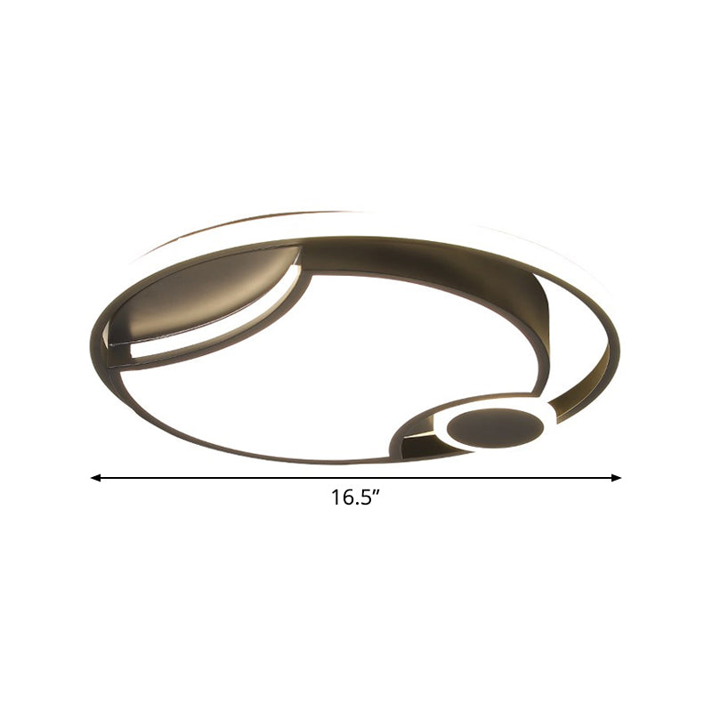 Iron Cut-Out Design Round Flush Mount Modern Style Black 16.5"/20.5" Wide LED Ceiling Light in Warm/White Light Clearhalo 'Ceiling Lights' 'Close To Ceiling Lights' 'Close to ceiling' 'Flush mount' Lighting' 1457328