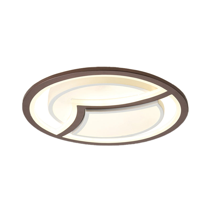 Thin Circle Bedroom Ceiling Flush Nordic Iron 18"/21.5" W LED Flush Light Fixture in Coffee with Gull Pattern, Warm/White Light Clearhalo 'Ceiling Lights' 'Close To Ceiling Lights' 'Close to ceiling' 'Flush mount' Lighting' 1457332