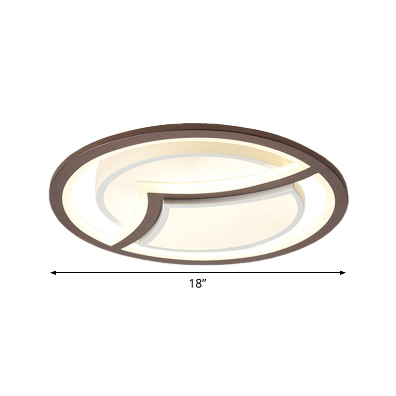 Thin Circle Bedroom Ceiling Flush Nordic Iron 18"/21.5" W LED Flush Light Fixture in Coffee with Gull Pattern, Warm/White Light Clearhalo 'Ceiling Lights' 'Close To Ceiling Lights' 'Close to ceiling' 'Flush mount' Lighting' 1457334