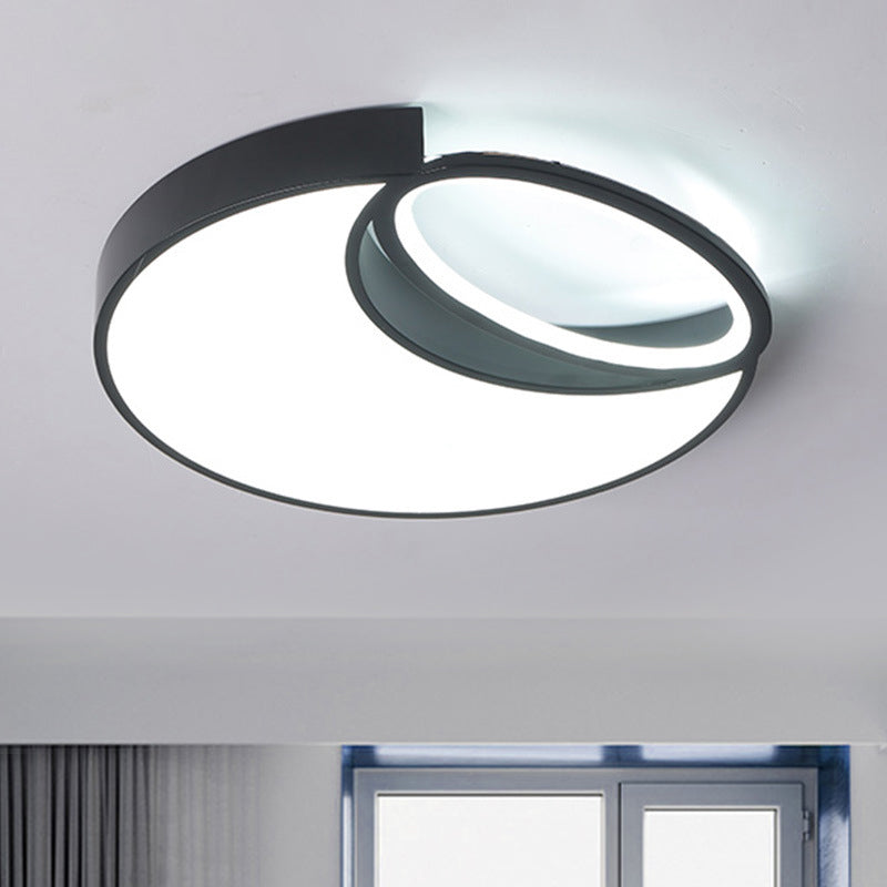 18"/22" Wide Minimalist LED Flush Light Acrylic Black Waxing Moon and Oval Ceiling Flushmount Lamp in Warm/White Light Clearhalo 'Ceiling Lights' 'Close To Ceiling Lights' 'Close to ceiling' 'Flush mount' Lighting' 1457336