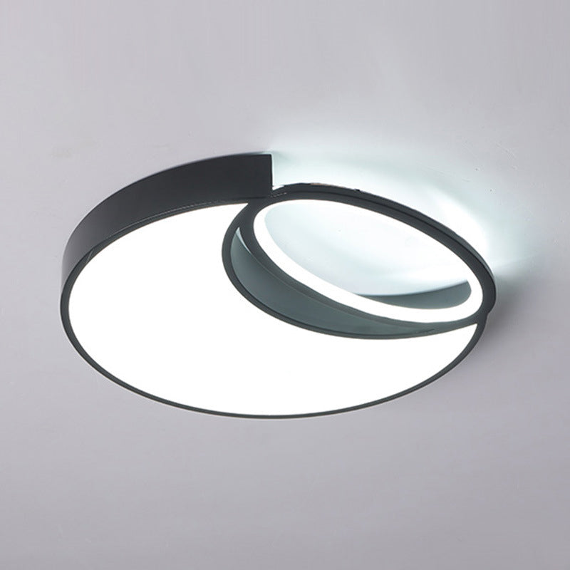 18"/22" Wide Minimalist LED Flush Light Acrylic Black Waxing Moon and Oval Ceiling Flushmount Lamp in Warm/White Light Clearhalo 'Ceiling Lights' 'Close To Ceiling Lights' 'Close to ceiling' 'Flush mount' Lighting' 1457339