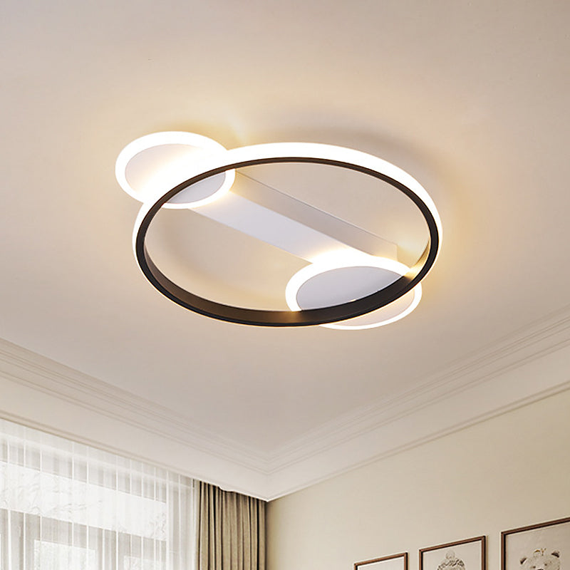 Outer Glow Hoop Silica Gel Ceiling Fixture Simple Black-White 16.5"/20.5" Dia LED Flush Mount Light in Warm/White Light Clearhalo 'Ceiling Lights' 'Close To Ceiling Lights' 'Close to ceiling' 'Flush mount' Lighting' 1457342