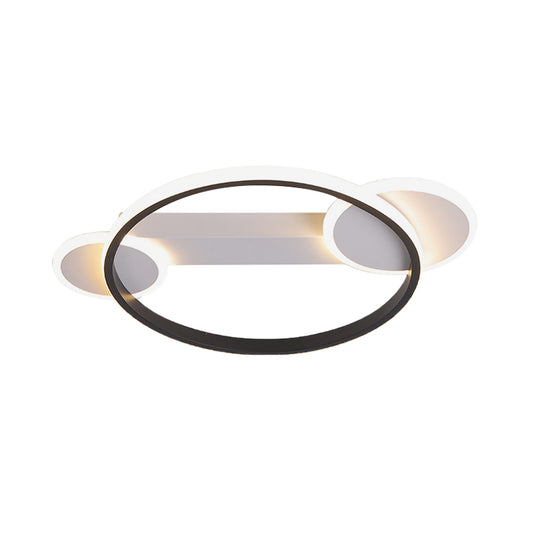 Outer Glow Hoop Silica Gel Ceiling Fixture Simple Black-White 16.5"/20.5" Dia LED Flush Mount Light in Warm/White Light Clearhalo 'Ceiling Lights' 'Close To Ceiling Lights' 'Close to ceiling' 'Flush mount' Lighting' 1457344